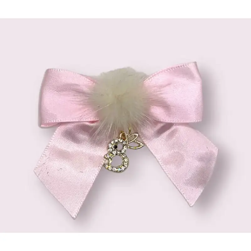 Rhinestone Bunny and Mink Pom Bows