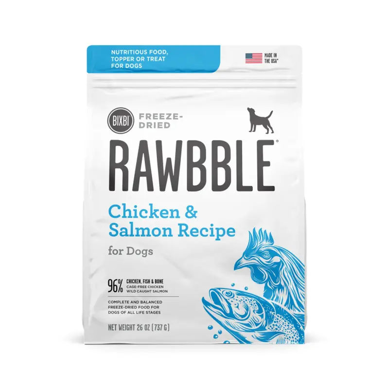 Bixbi Rawbble Freeze-Dried Dog Food - Chicken & Salmon - 26oz Bag