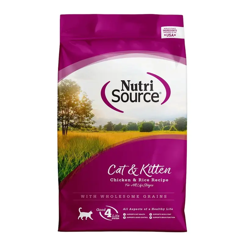 NutriSource All Life Stages Cat & Kitten Dry Food - Chicken & Rice - 4lb Bag
