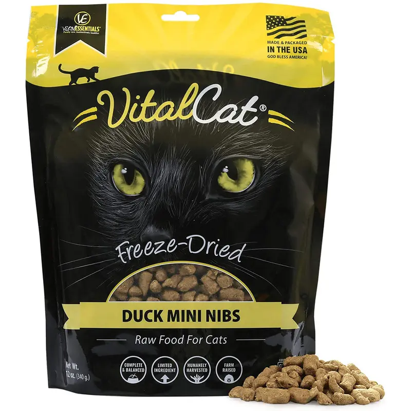 Vital Essentials Duck Mini Nibs Freeze-Dried Grain Free Cat Food 12oz