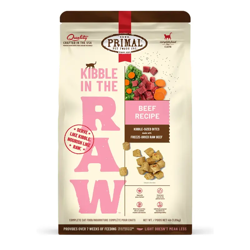 Primal Kibble In The Raw Feline Beef 1.5 lb