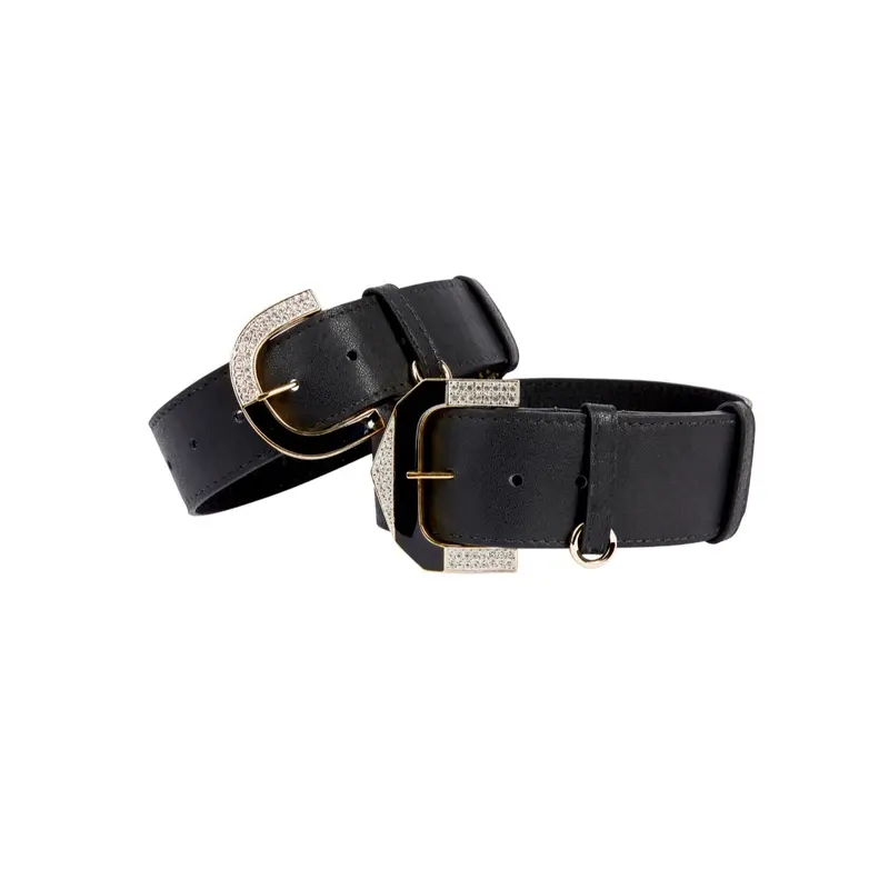 Black Italian Leather Collars With Elegant Italian Hardware