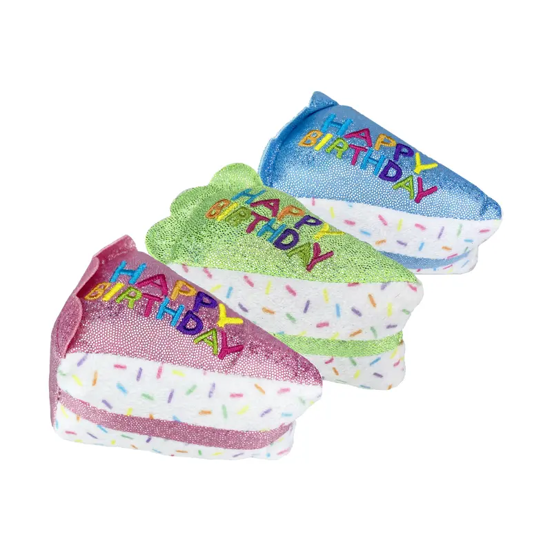 Multipet Cat Toy Birthday Cake Slice  3in Assorted