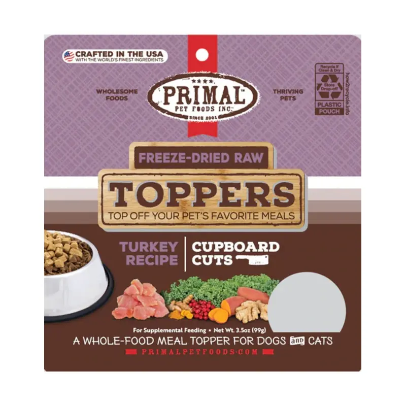 Primal Turkey Freeze Dried Cupboard Cuts Toppers Pet Food - 18 oz