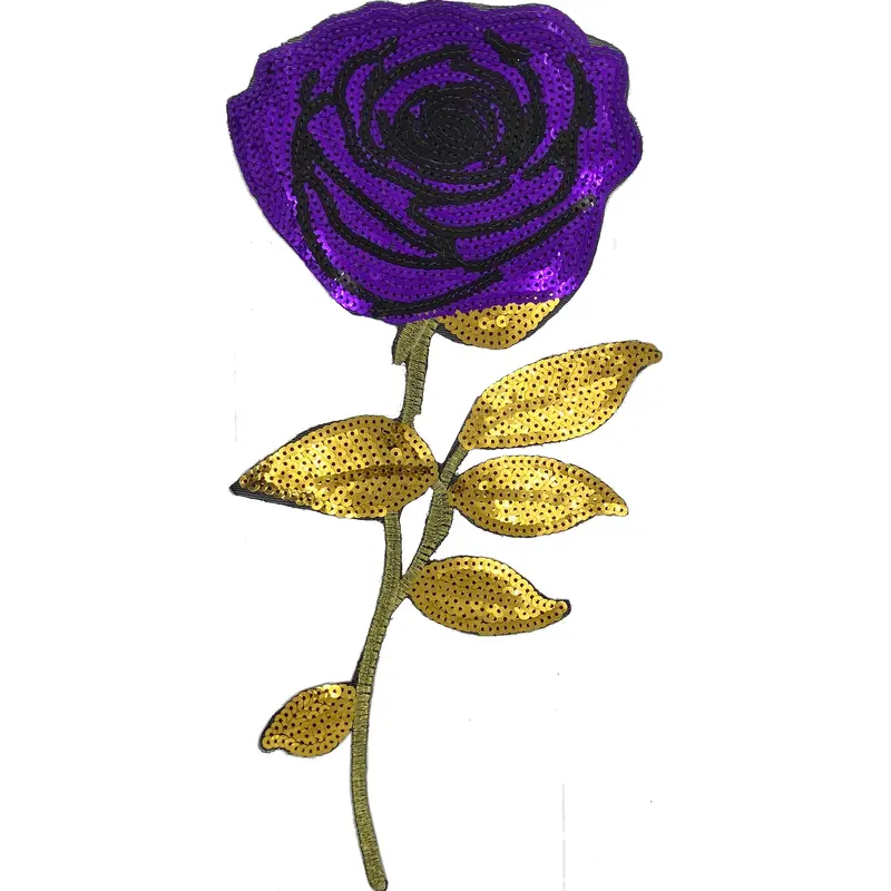 Large Purple Sequin Rose - Patch