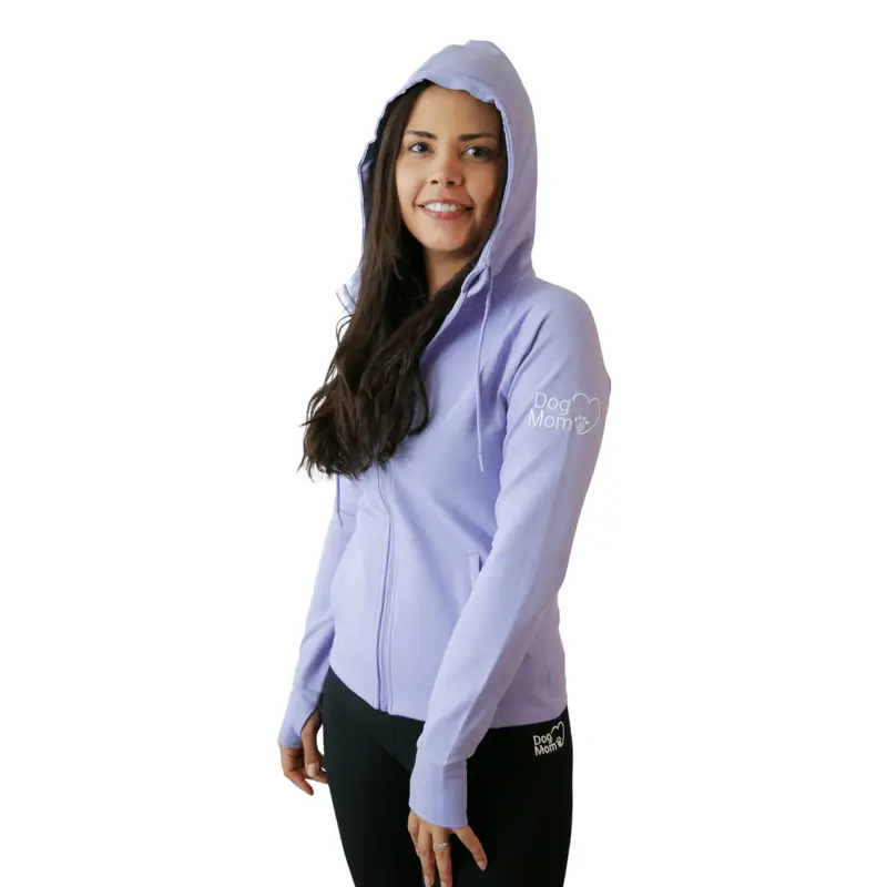 Dog Mom Adventures Full Zip Hooded Jacket - Lilac