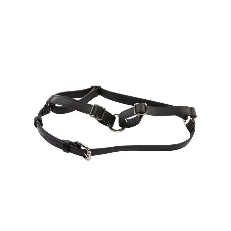 Black Vegan Leather Harness Silver Hardware
