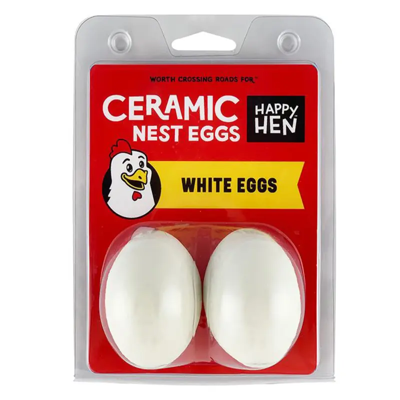 Happy Hen Treats White Ceramic Nest Eggs for Hens 2 Pieces
