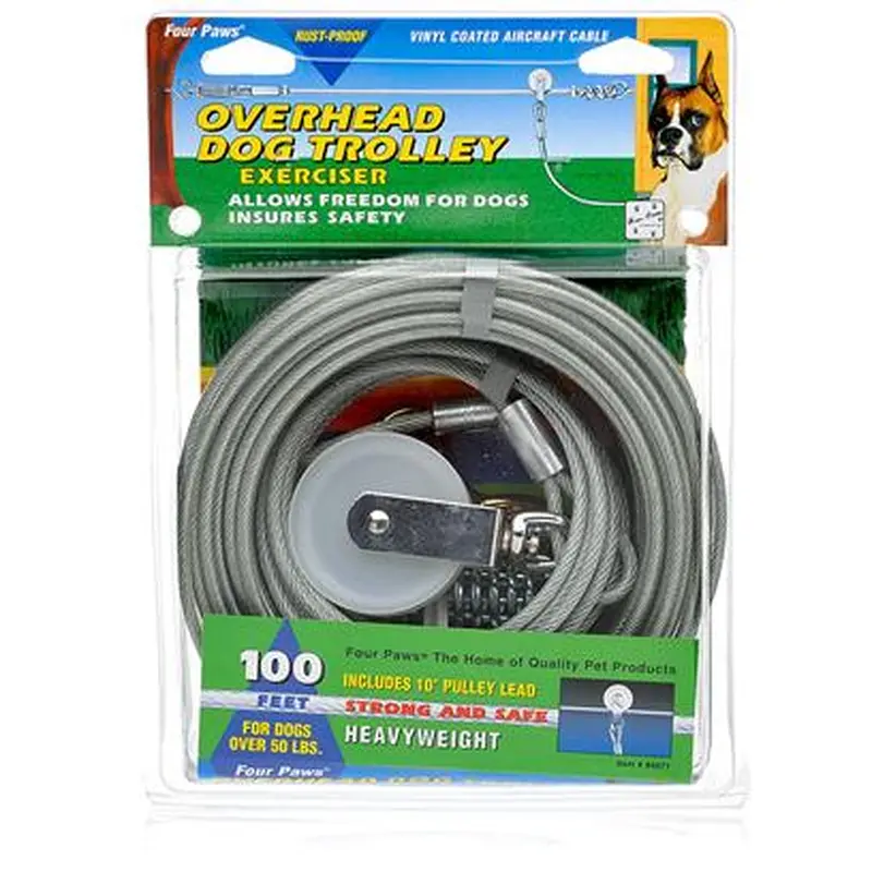 Four Paws Heavy Weight Trolley Exerciser Silver 50 Feet