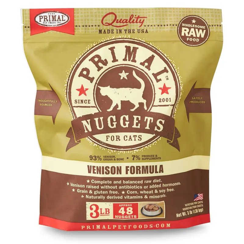Primal Cat Raw Venison Nuggets 3lbs.