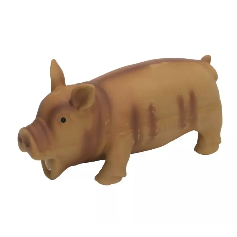 Rascals Latex Grunting Dog Toy Pig Brown 6.25"