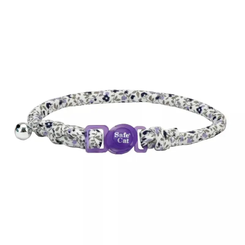 Coastal Safe Cat 3/8in Wide 8-12in Round Fashion Collar Purple Floral