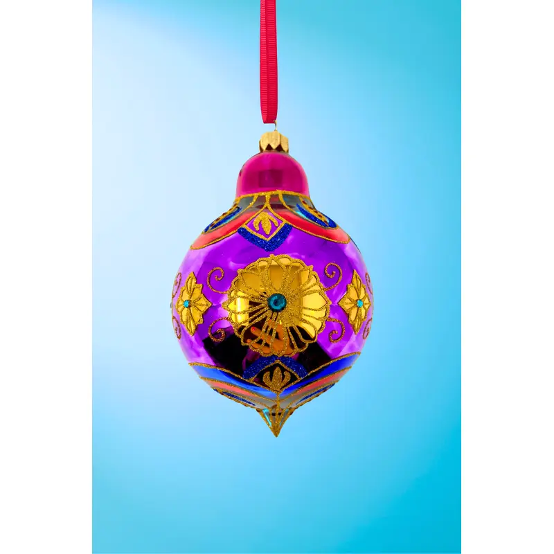Amethyst Sparkling Gem Glass Christmas Bauble