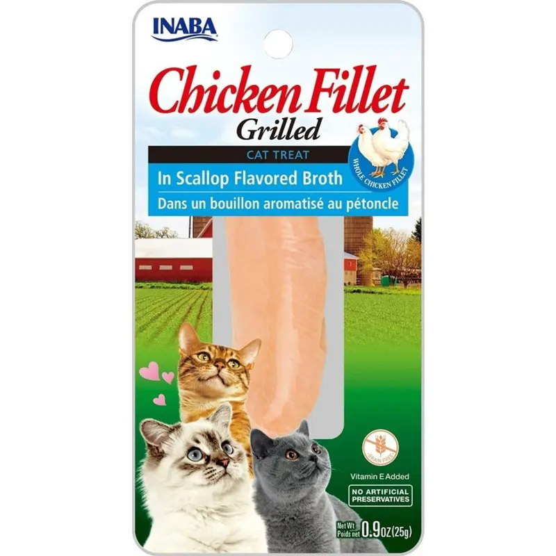 Inaba Grilled Chicken Filet in Scallop Flavored Broth Cat Treat 0.52oz