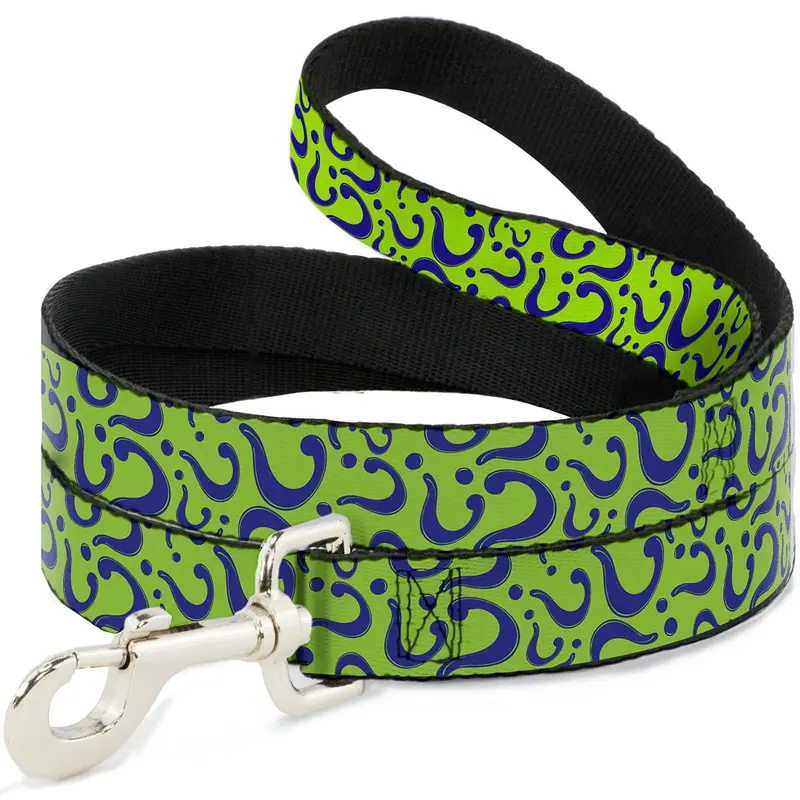 Dog Leash - Question Mark Scattered Lime Green/Purple