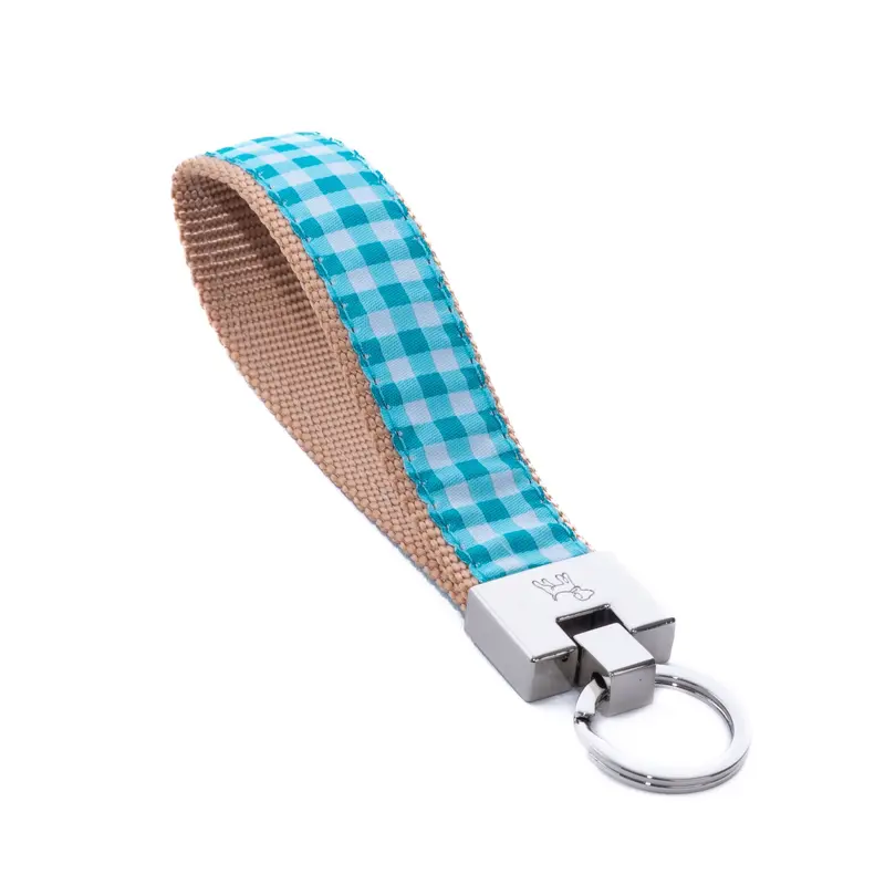 Turquoise Gingham Key Ring
