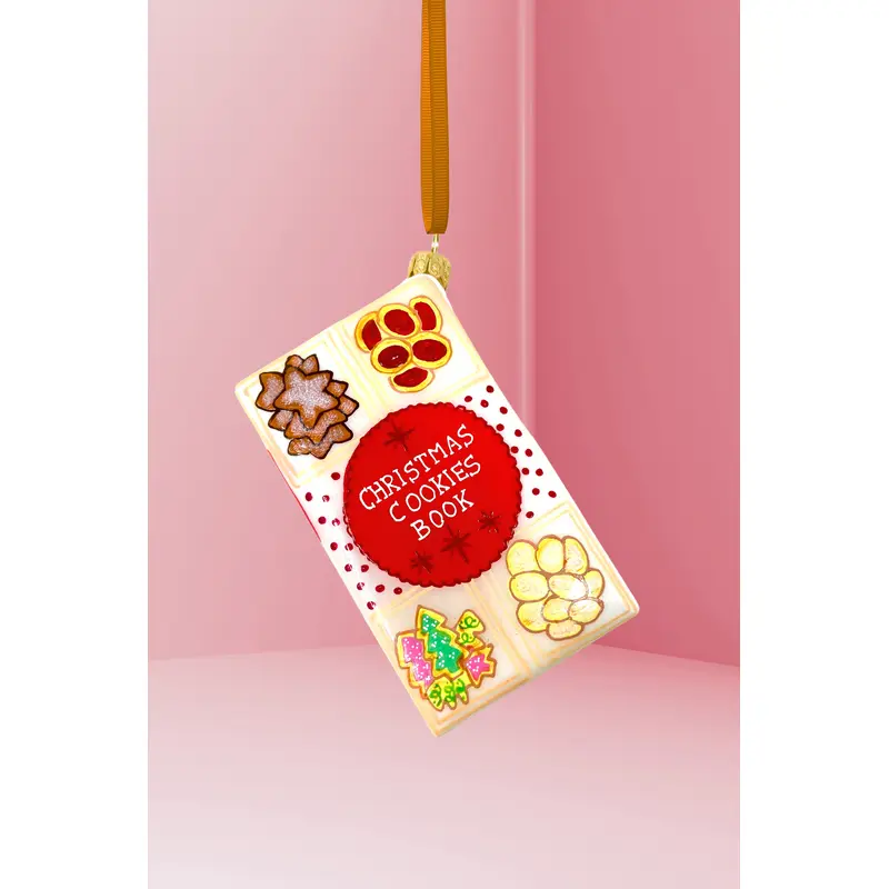 Christmas Cookie Book Glass Ornament