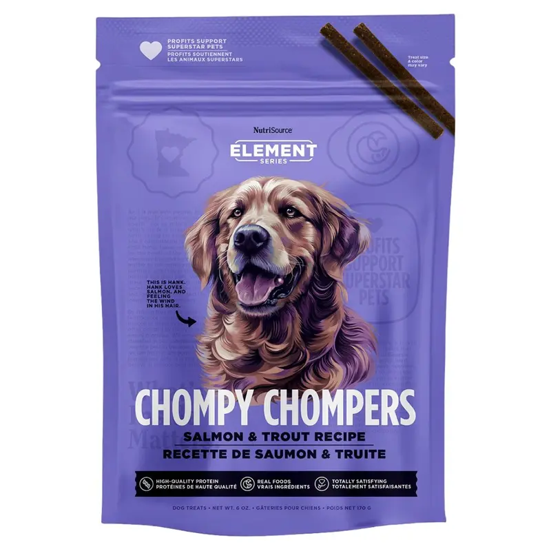 NutriSource Salmon & Trout Chompy Chompers High Protein Dog Treats 6oz