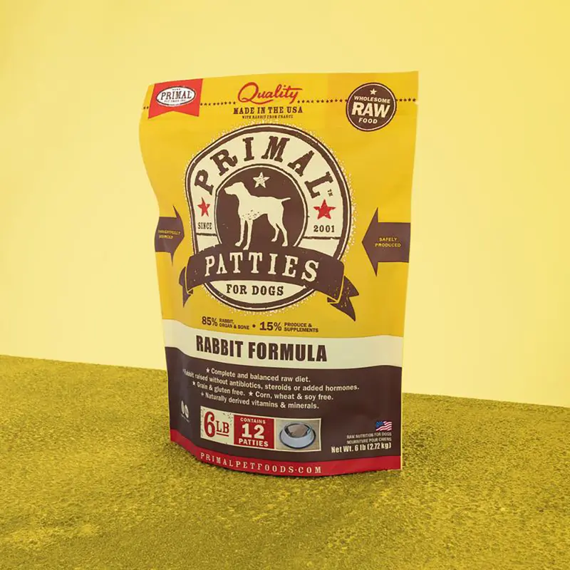 Primal Raw Frozen Patties Rabbit Formula Dog Food 6lb