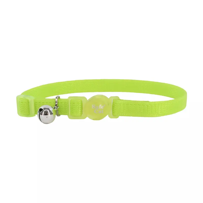 Coastal Safe Cat 3/8in Wide 8-12in Snag-proof Breakaway Collar Lime Green