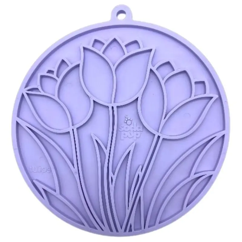 SodaPup eMat Tulip Design Lick Mat With Suction Cups Purple