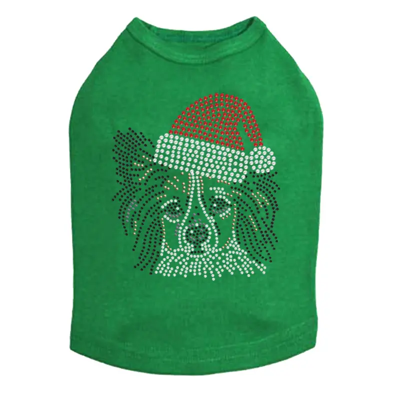 Papillon with Santa Hat - Dog Tank