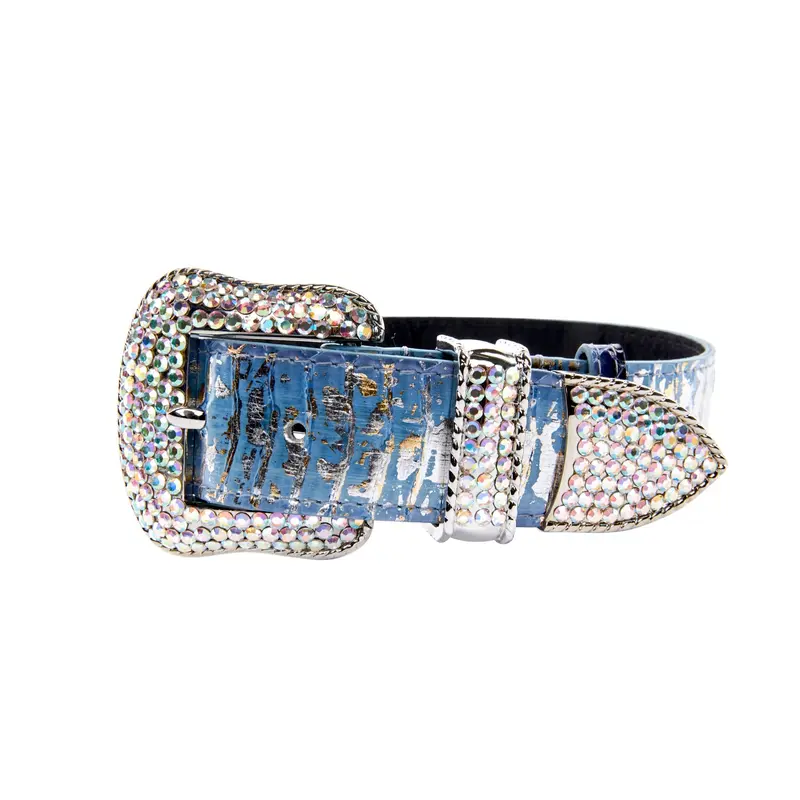 Light Blue/Dark Blue Silver Iridescent Snake/Swarovski Collar