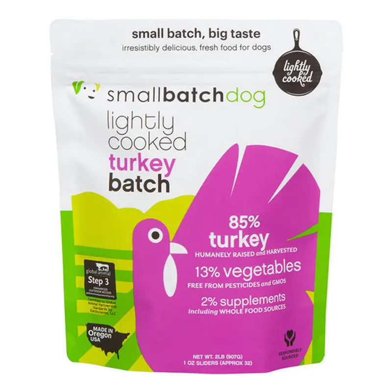 Smallbatch Lightly Cooked Frozen Turkey Batch Dog Food 2lb