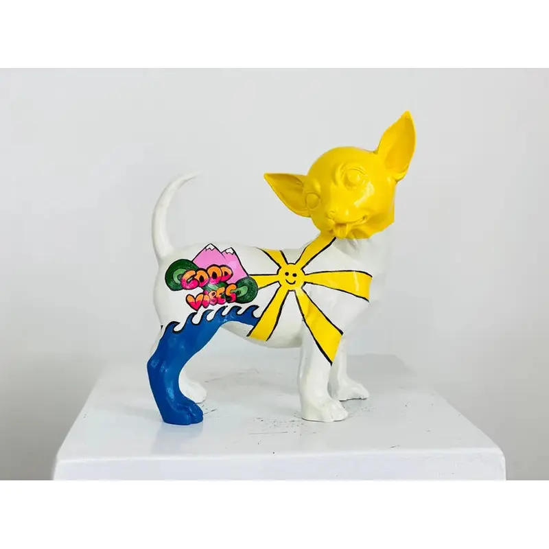 Chihuahua with Good Vibes Statue