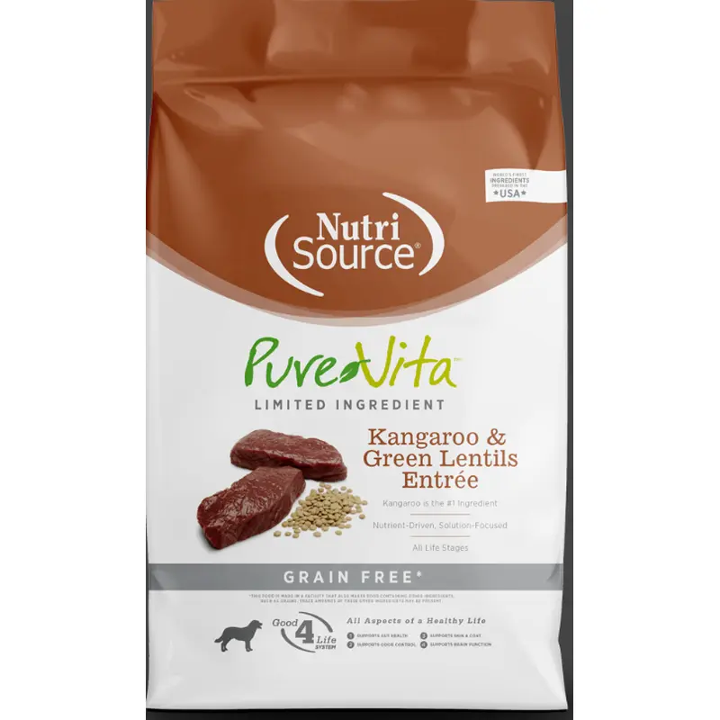 NutriSource Pure Vita Dog Dry LID Kangaroo & Green Lentils Entree