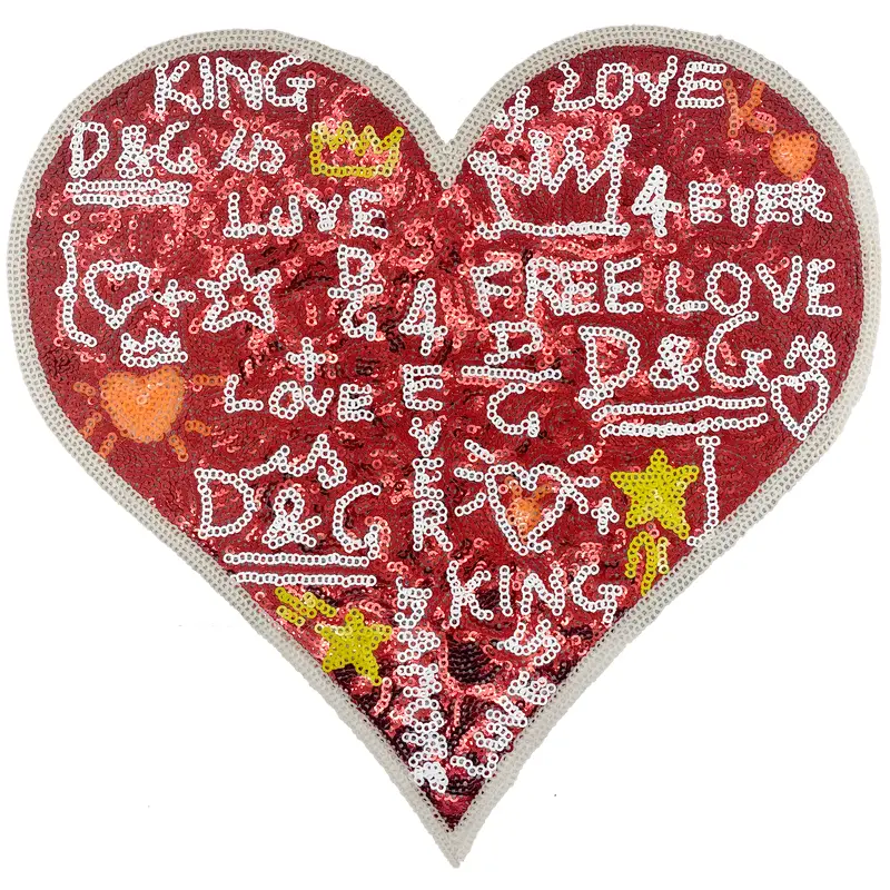 Large Sequin Graffiti Heart  - Patch