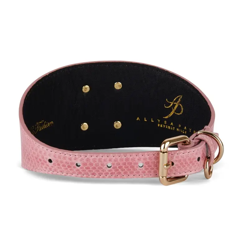 Soft Pink Snake 3 Wide Style Collar With Custom Swarovski Rivet