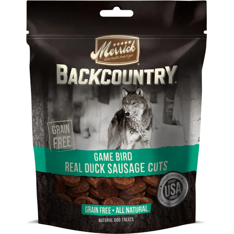 Merrick Backcountry Game Bird Grain Free Real Duck Sausage Cuts Dog Treats