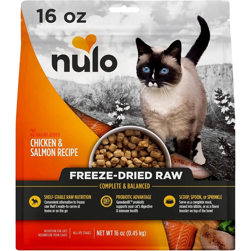 Nulo Freeze-Dried Raw Cat Food - Chicken & Salmon, 16oz Bag