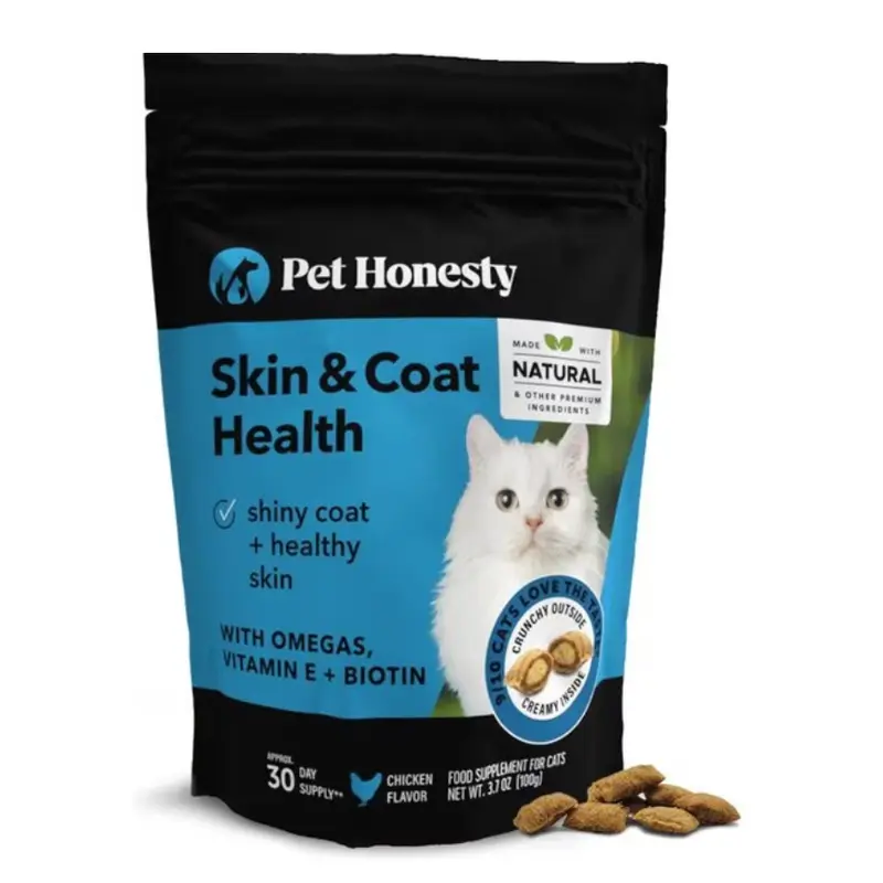 Pet Honesty Cat Skin & Coat Health Dual Texture Chew Supplement 3.7 oz