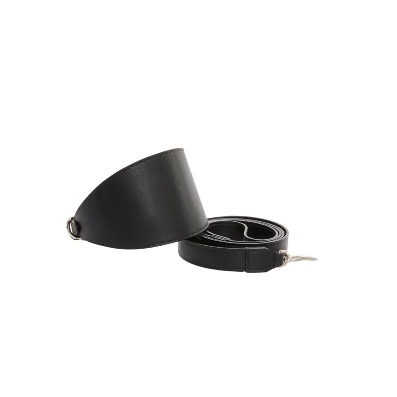 Black Vegan Leather 3 Wide Style Collar & Leash Set