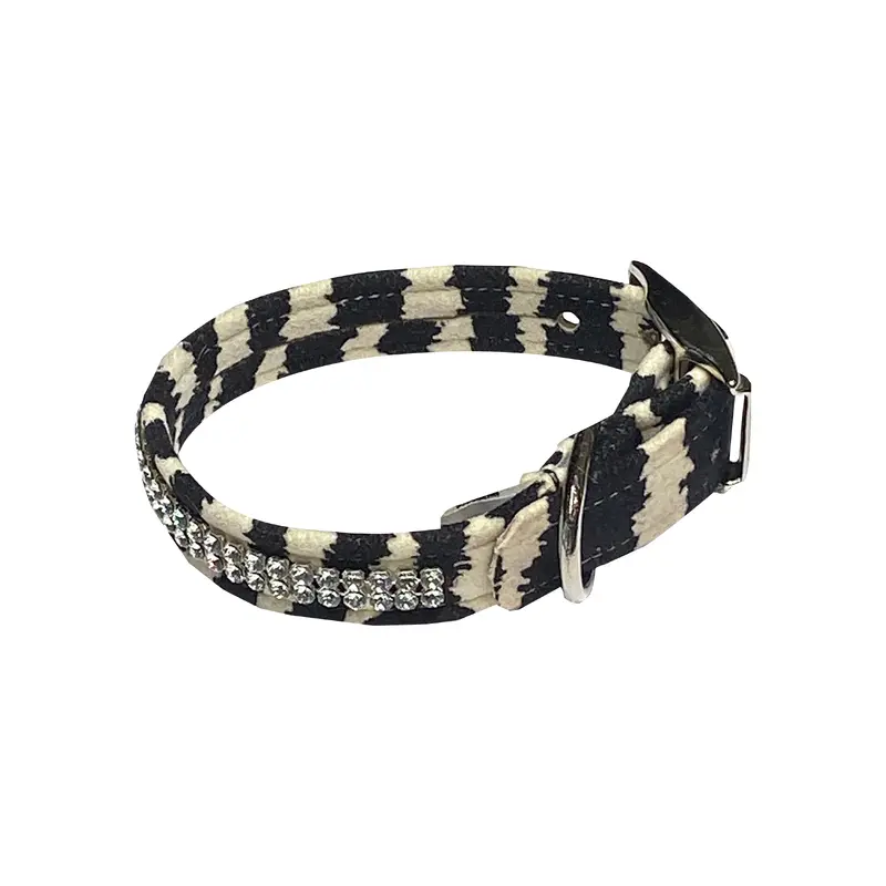 Glamour Girl Ultrasuede Collar w/ Swarovski Crystal, Zebra