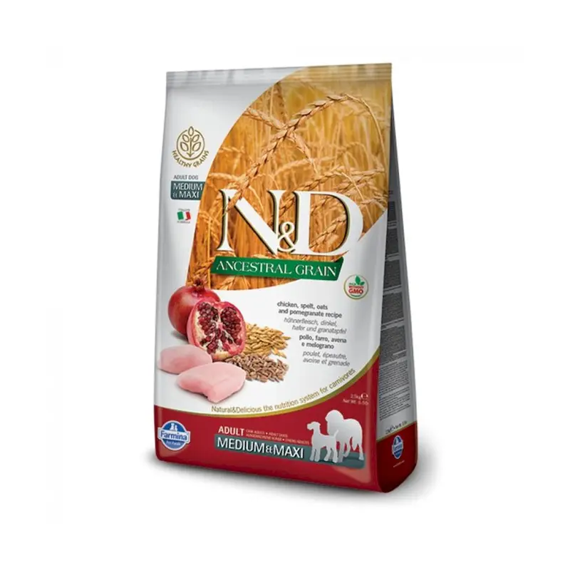 Farmina N&D Ancestral Grain Dry Dog Food - Chicken Oats & Pomegranate - 26.4lb Bag