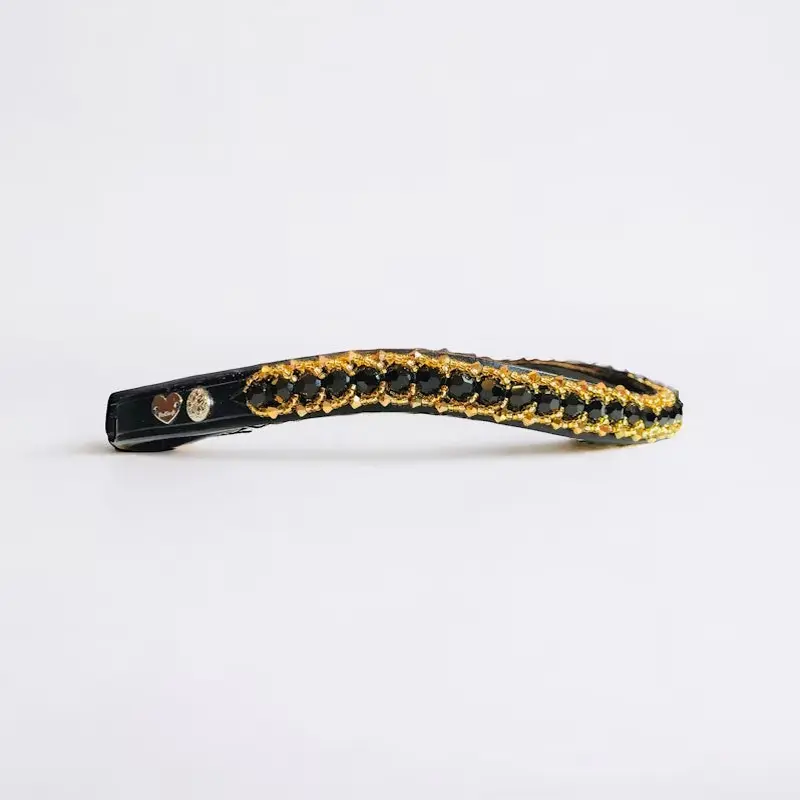 Passion Browband #2  Black Crystal Beads with Golden Accents