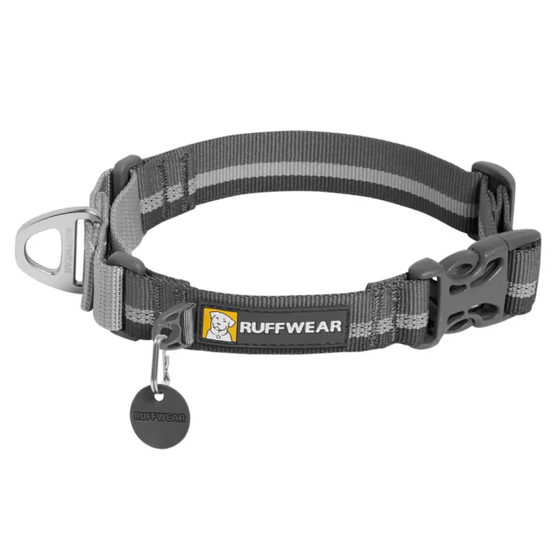 RUFFWEAR Web Reaction Martingale Dog Collar With Buckle, Granite Gray, 11-14"