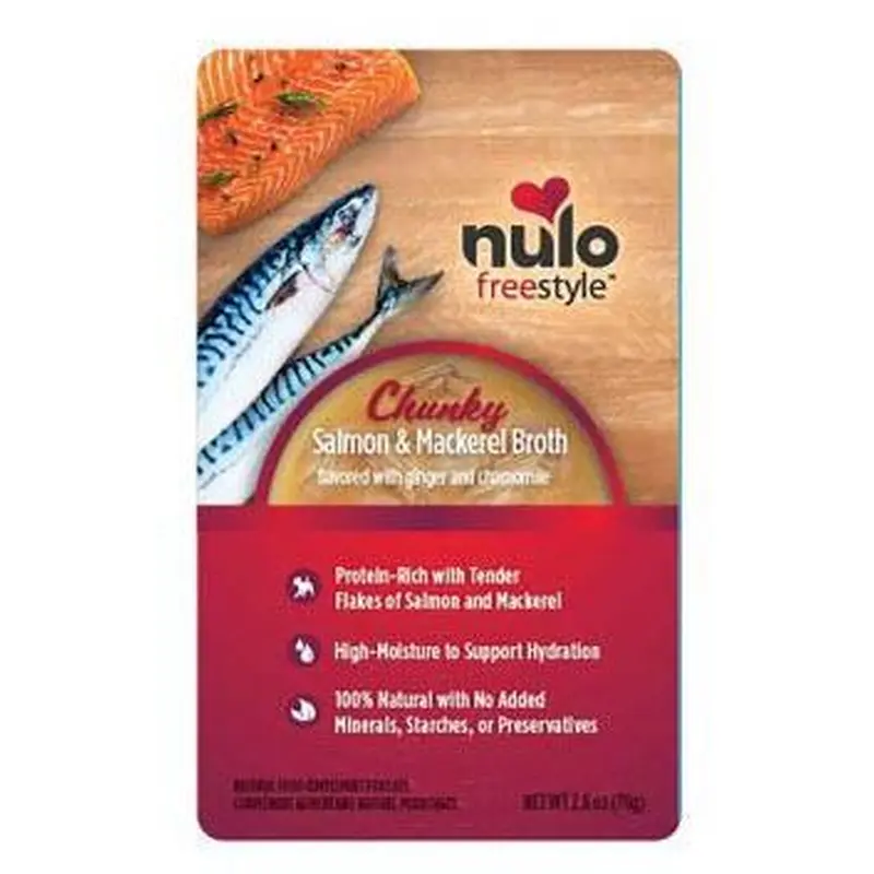 Nulo Freestyle Chunky Salmon & Mackerel Broth for Cats 2.8oz Pouch