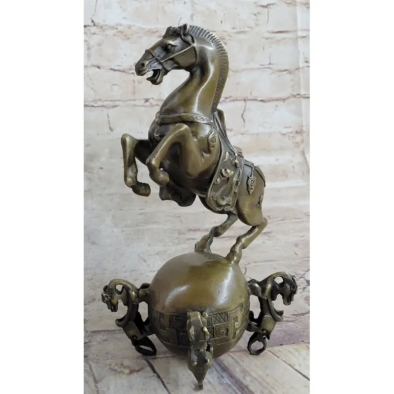 Chinese Tang Horse Lost Wax Bronze Metal Sculpture Handmade Art by Milo