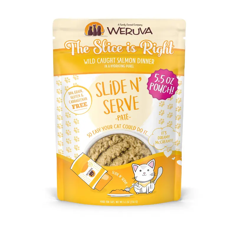 Weruva Pate 5.5oz Slide N Serve Pouch Cat food the Slice is Right