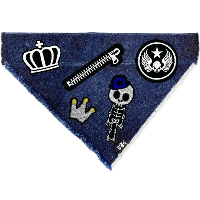 Biker Skulls Denim Bandana