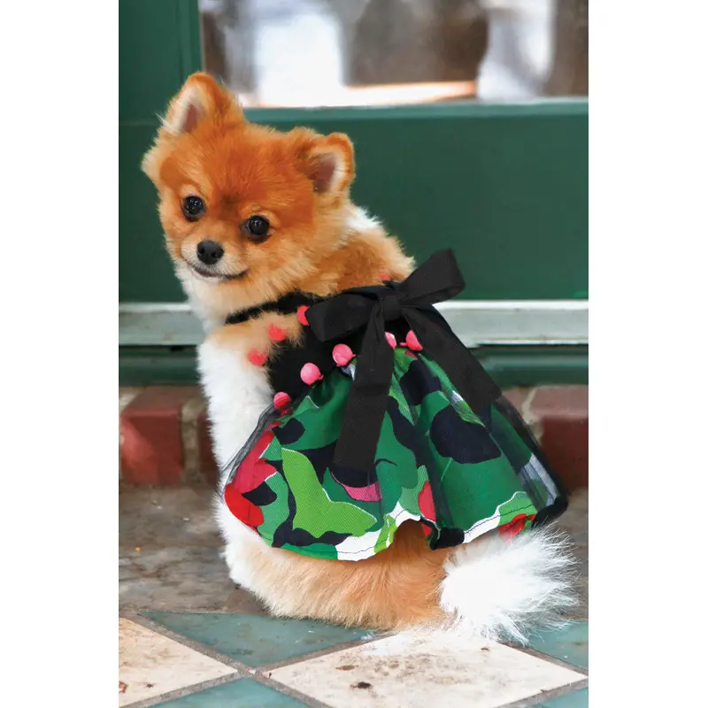 The Sasha Floral with Pom Poms Dog Harness Dress