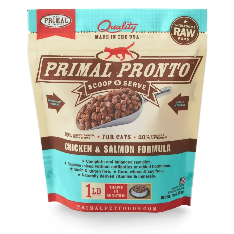 Primal Pronto Cat Raw Chicken & Salmon 1lb.