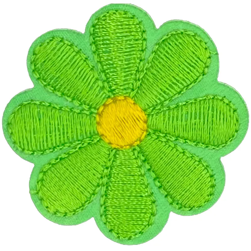 Green Daisy 8 Petal Flower - Patch