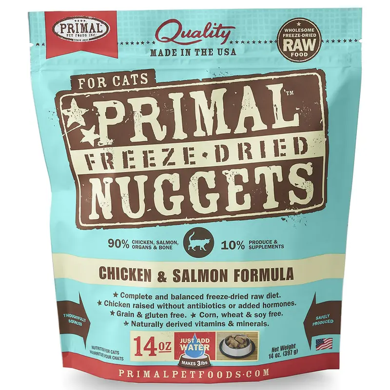 Primal Freeze-Dried Nuggets Chicken & Salmon Formula Cat Food 14oz
