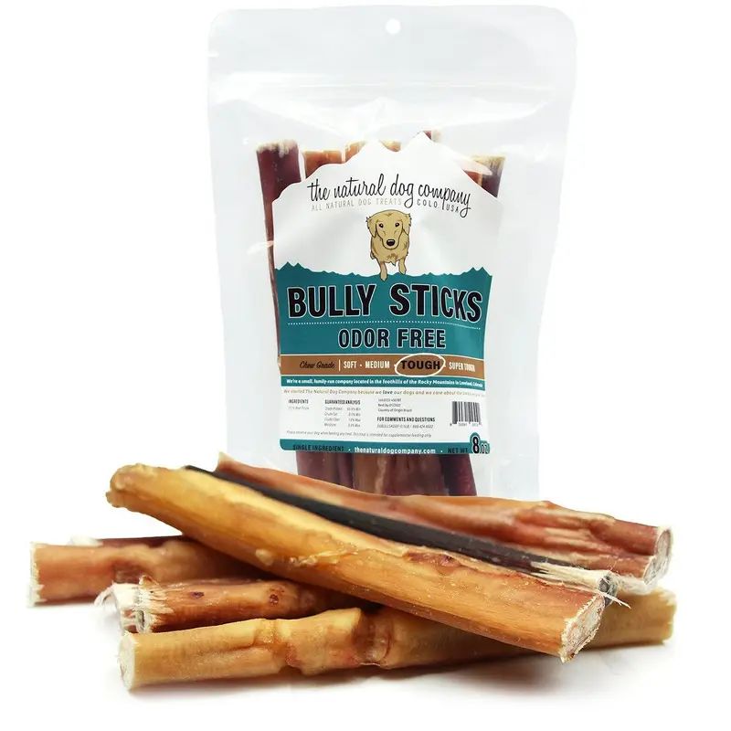 The Natural Dog Company Bully Sticks Odor Free 6" Dog Treats 8OZ