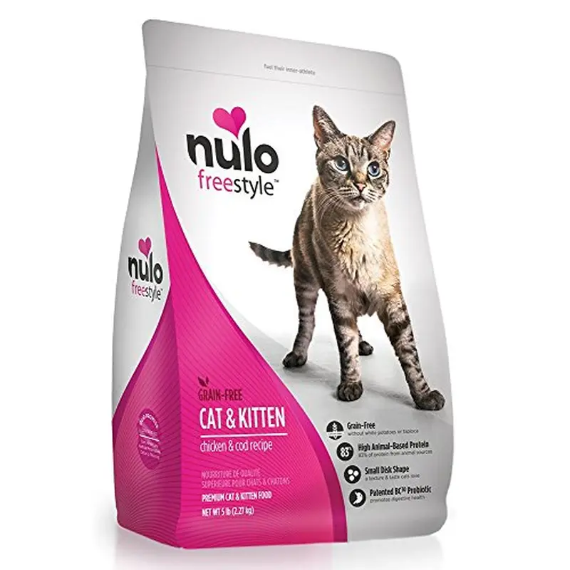 nulo adult & kitten grain free dry cat food with bc30 probiotic (chicken, 5lb bag)